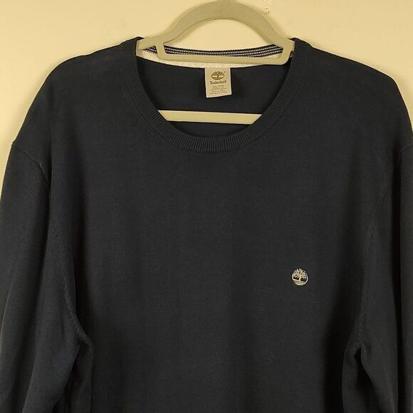 Timberland Men's Navy Blue Cotton Crew Neck Logo Sweater Size XXL - Picture 5 of 9